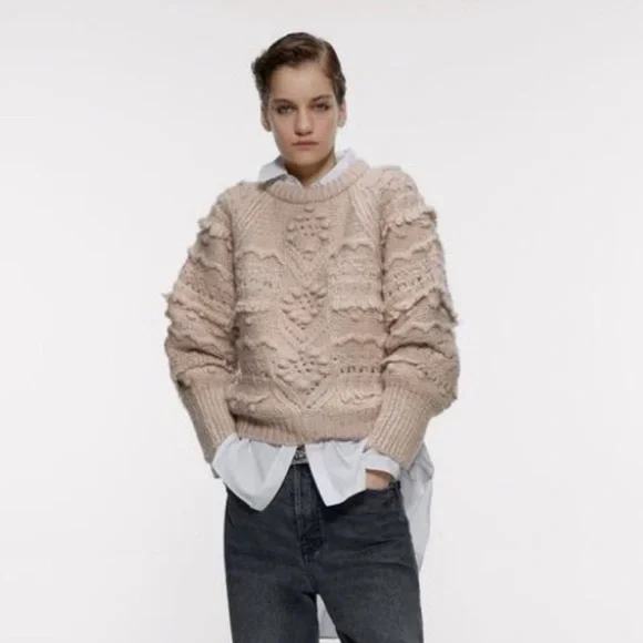 ZARA KNIT POMPOM SWEATER NWT Size S - Picture 1 of 5